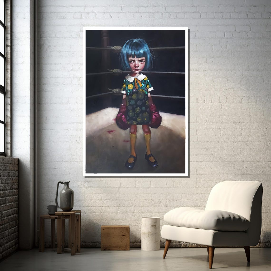 Girl With Boxing Gloves - Modern Realism Art Print - Image 3