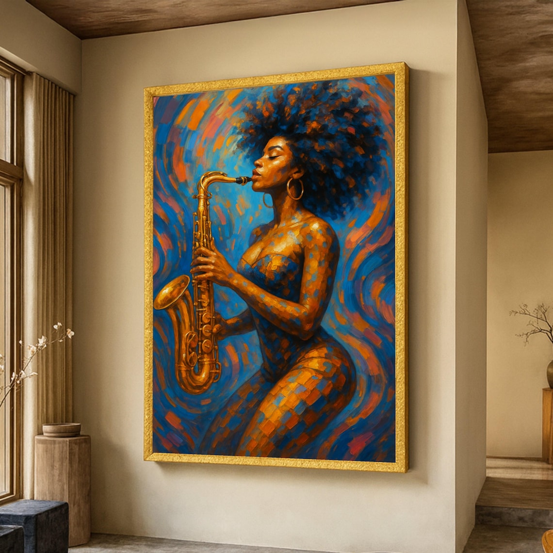 Jazz Soul Woman Playing Saxophone Art Print