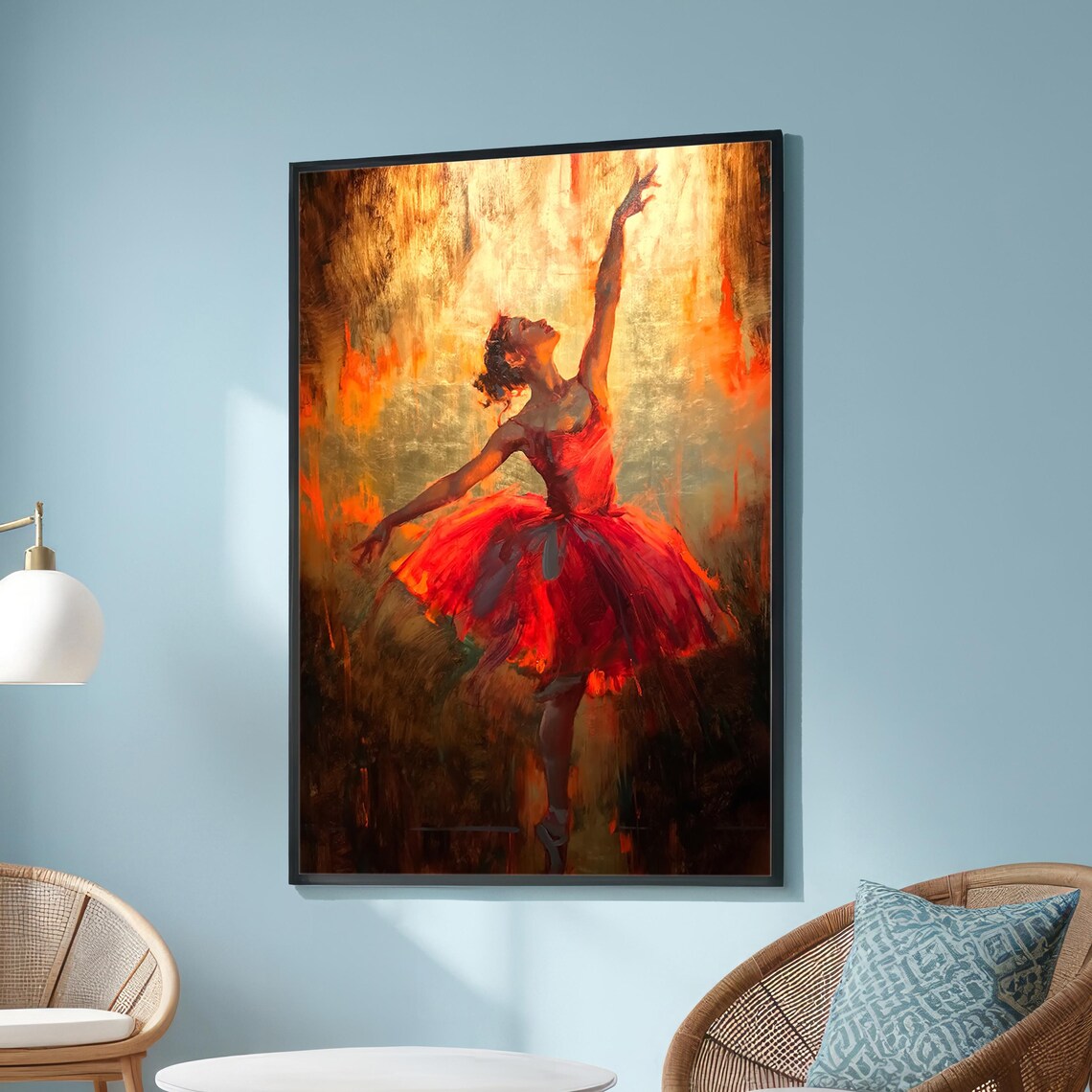 Passionate Ballerina In Red Tutu, Dance Art Print