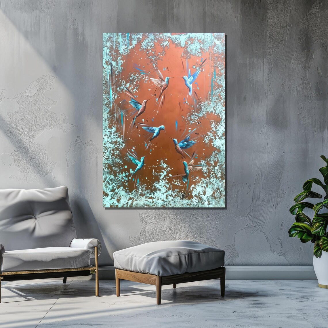 Abstract Hummingbird Art Print, Modern Wildlife Decor - Image 4