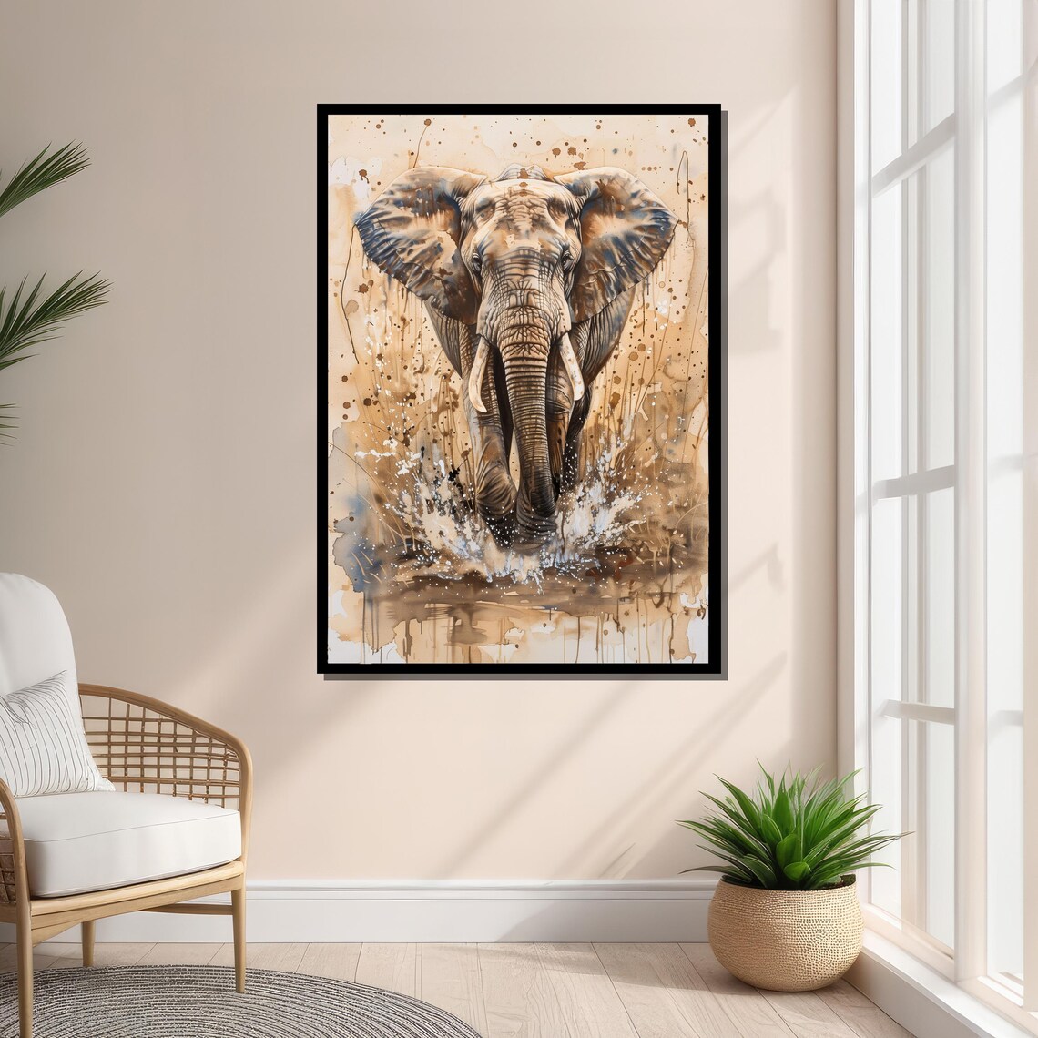 Majestic Elephant Art Print, Watercolor Wildlife Decor - Image 3