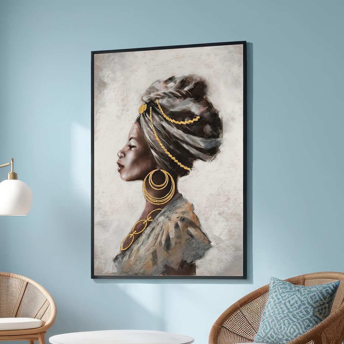 Elegant African Woman Portrait, Modern Ethnic Decor