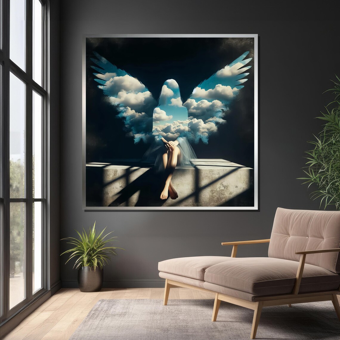 Surreal Angelic Cloud Art Print, Ethereal Figure - Image 4