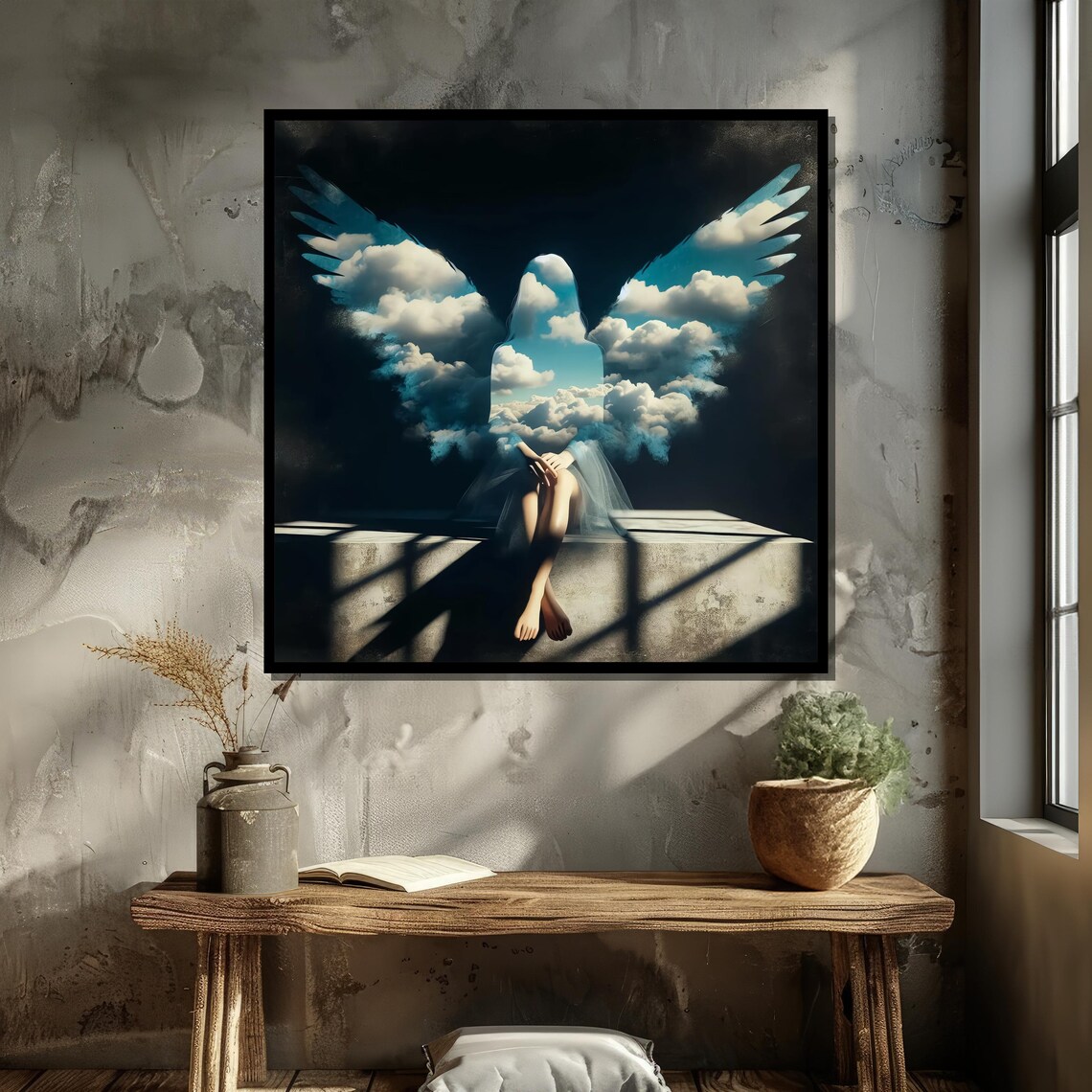 Surreal Angelic Cloud Art Print, Ethereal Figure - Image 5