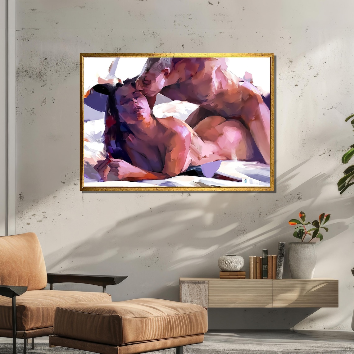 Abstract Sensual Couple, Romantic Modern Art Print - Image 3