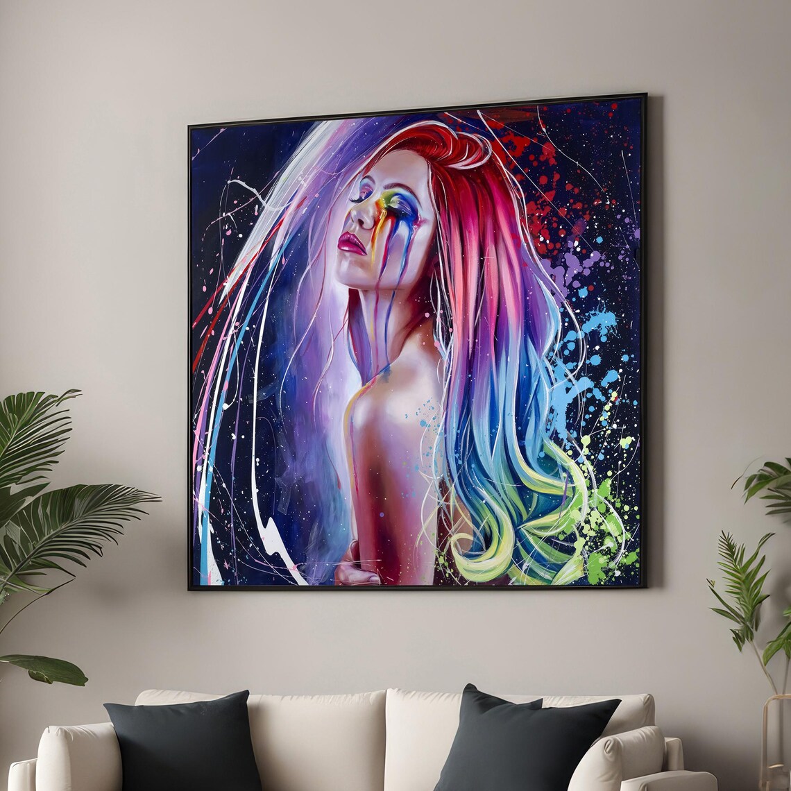 Rainbow Spirit Print, Expressive Woman Portrait
