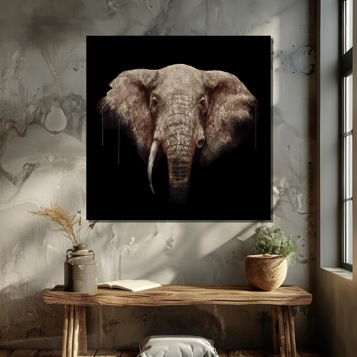 Realistic Elephant, Minimalist Black And White Art Print - Image 5