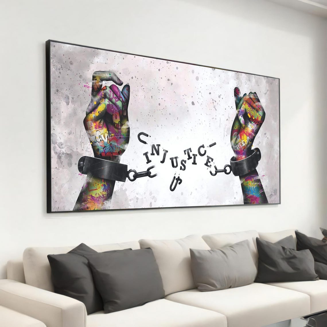 Injustice Broken Chain Hands Graffiti Street Art Statement Poster