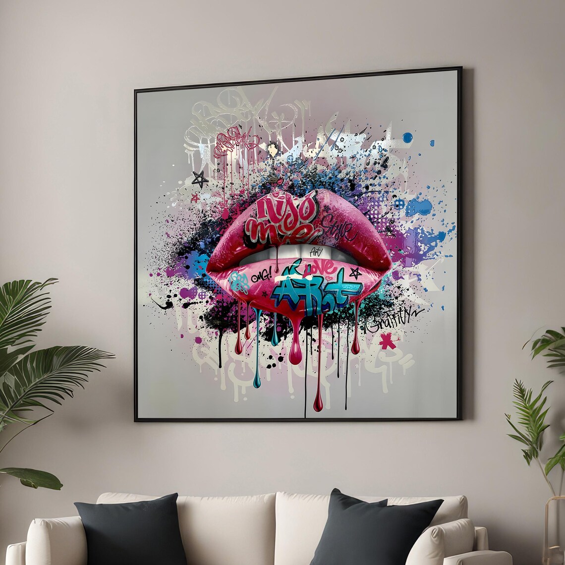 Graffiti Lips, Colorful Pop Art Wall Art