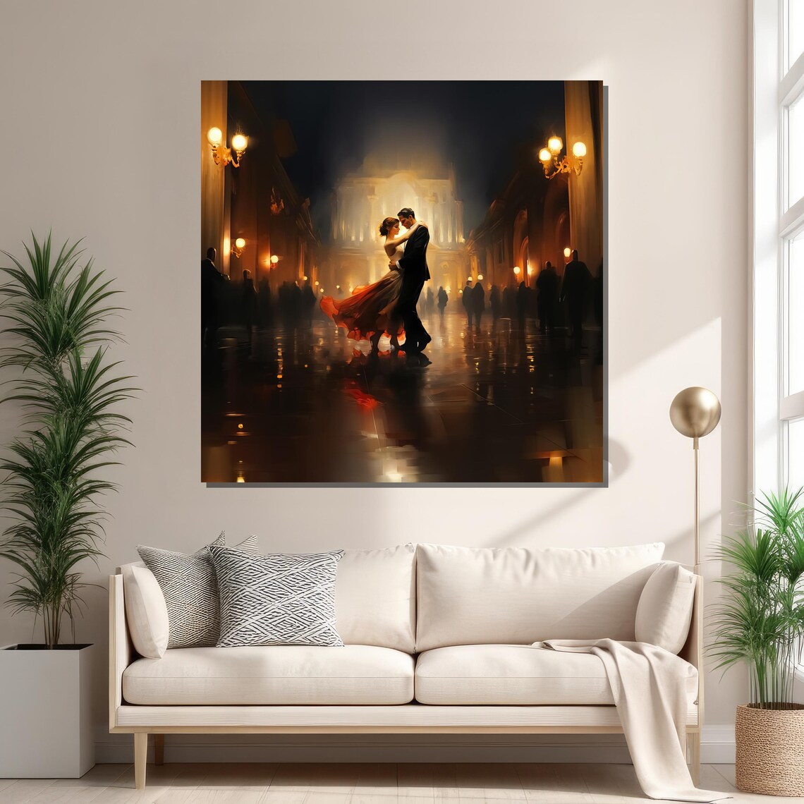 Romantic Courtyard Dance, Elegant Couple In Red - Image 2