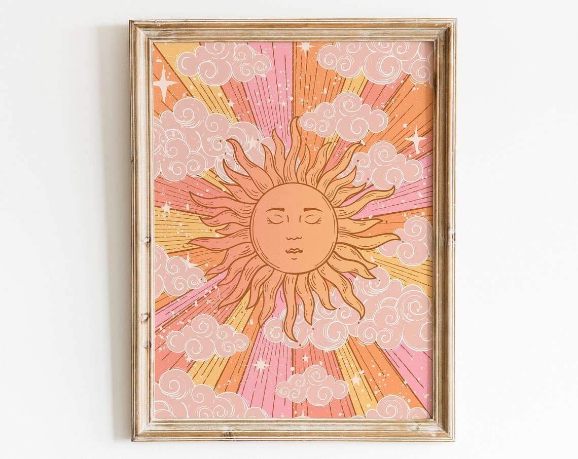 Retro Sun Print Celestial Decor 70s Poster - Image 4
