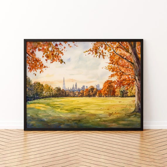 Regents Park London Watercolor Poster Travel Print City Painting Nature Wall Art Uk Decor Souvenir