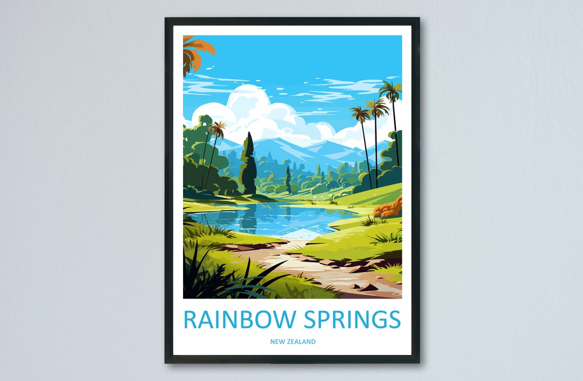 Rainbow Springs New Zealand Lush Green Valley Stream View Poster