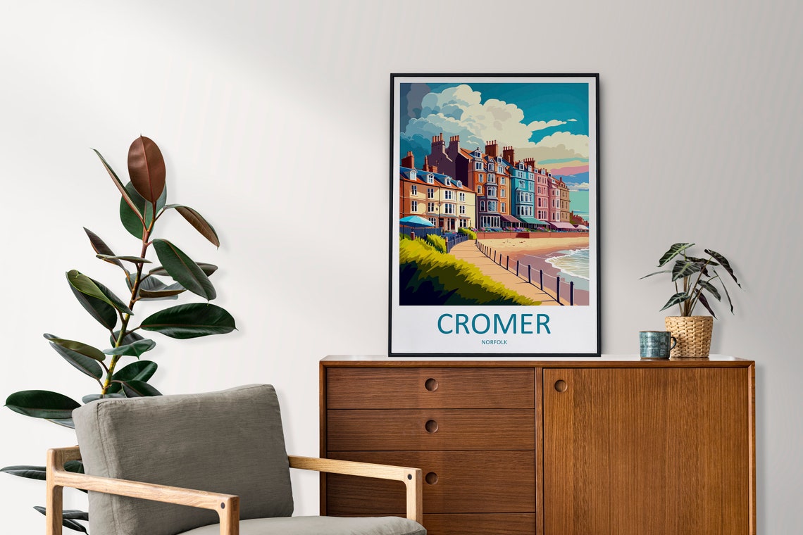 Cromer Norfolk Seafront Pastel Victorian Hotels Poster Bottom Text - Image 2