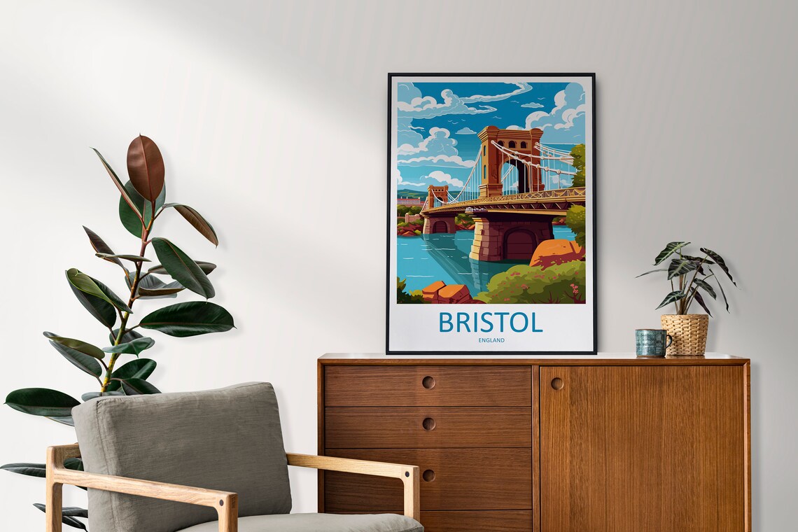 Bristol Bridge Travel Poster, England City Art - Image 2
