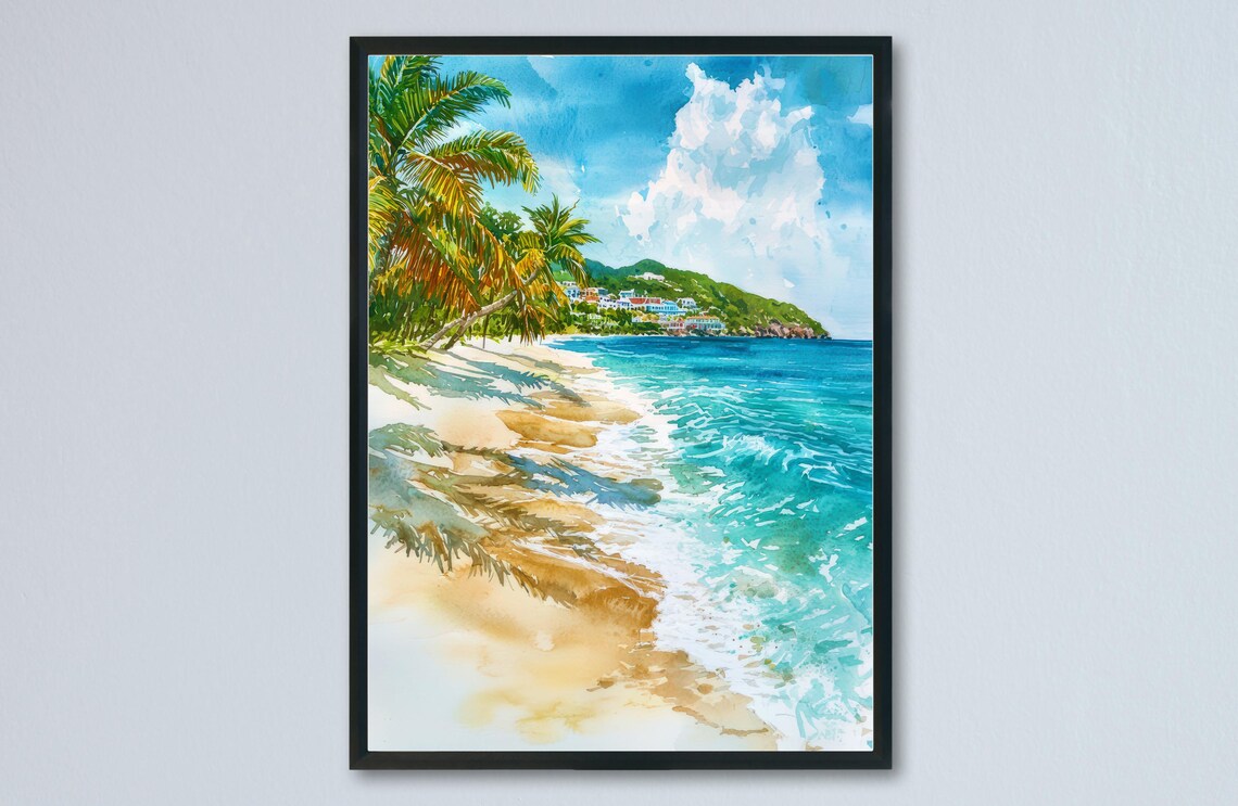 Saint Maarten Watercolor Travel Poster Art Print