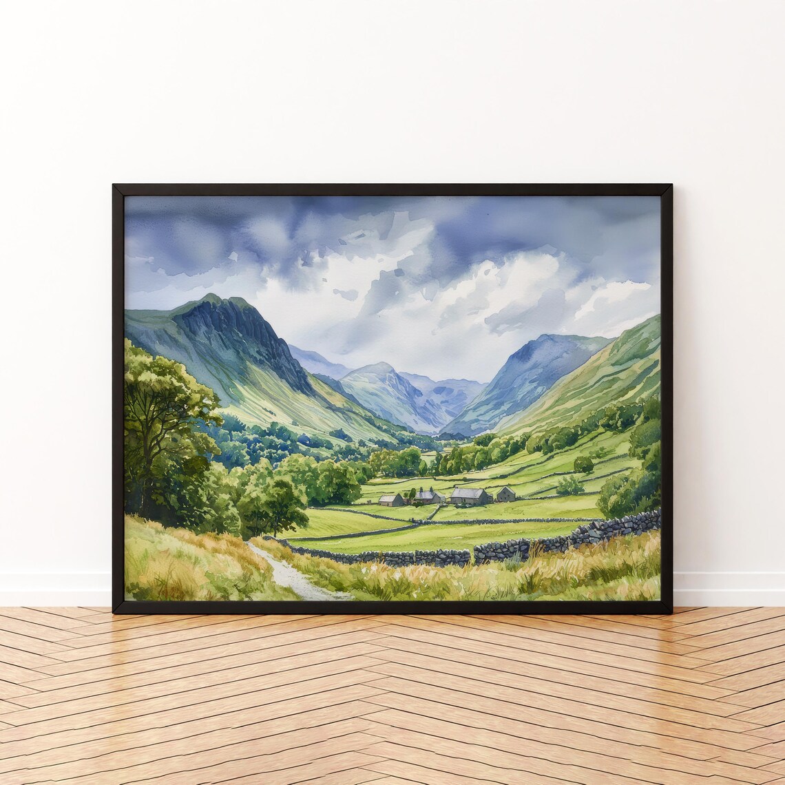Great Langdale England Watercolor Travel Poster