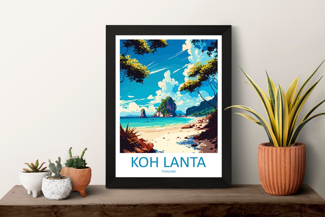 Koh Lanta Travel Print Wall Art Koh Lanta Wall Hanging Home Decoration Koh Lanta Gift Art Lovers Wall Art Thailand Travel Print Gift Thai - Image 3