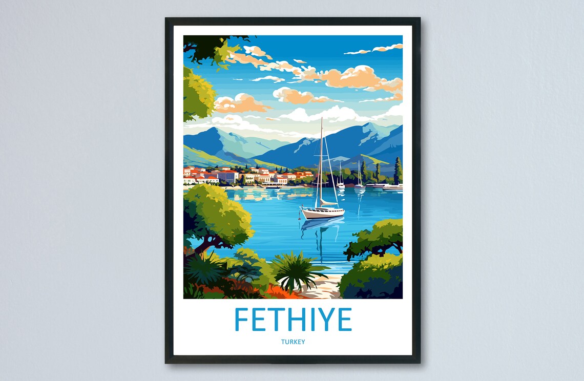 Fethiye Travel Poster, Turkey Place Print