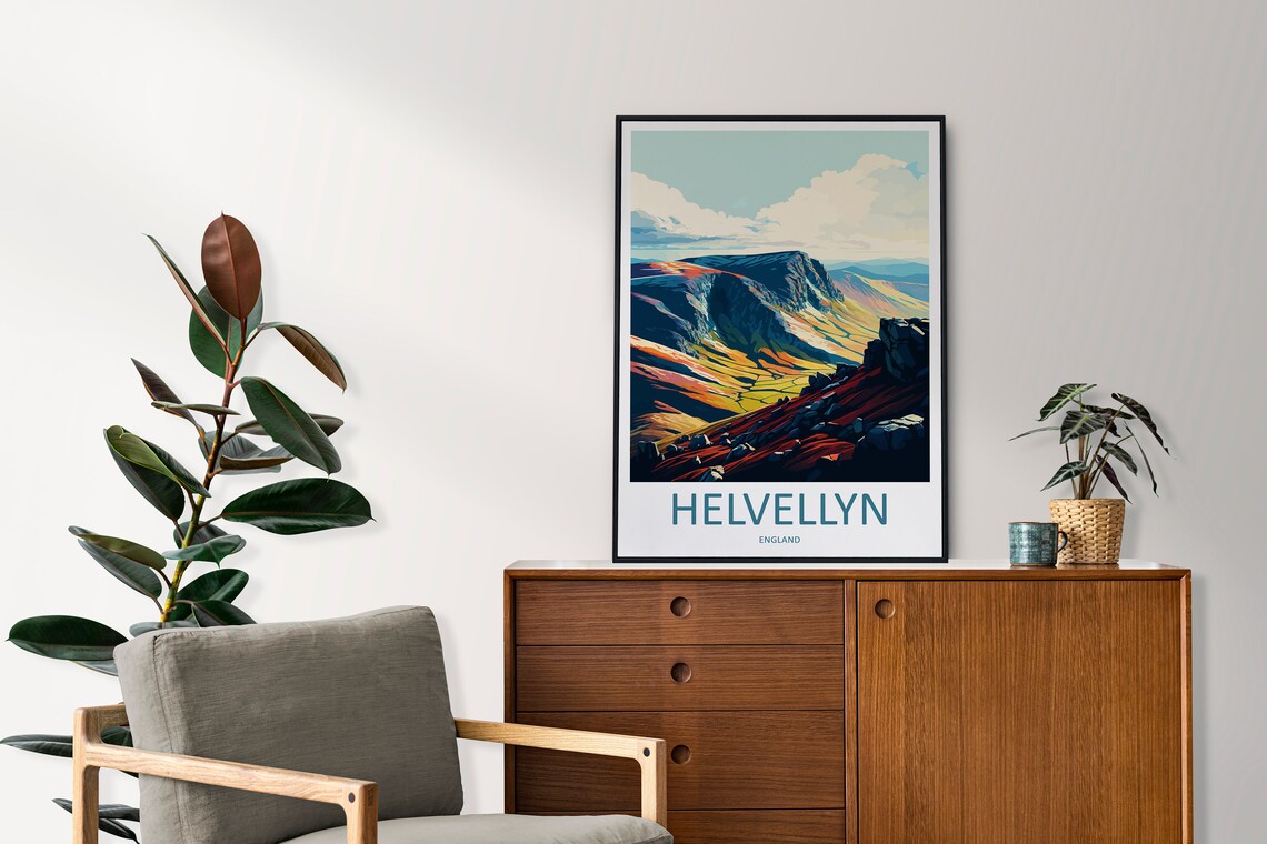 Helvellyn Travel Poster, England Landscape Wall Art - Image 2