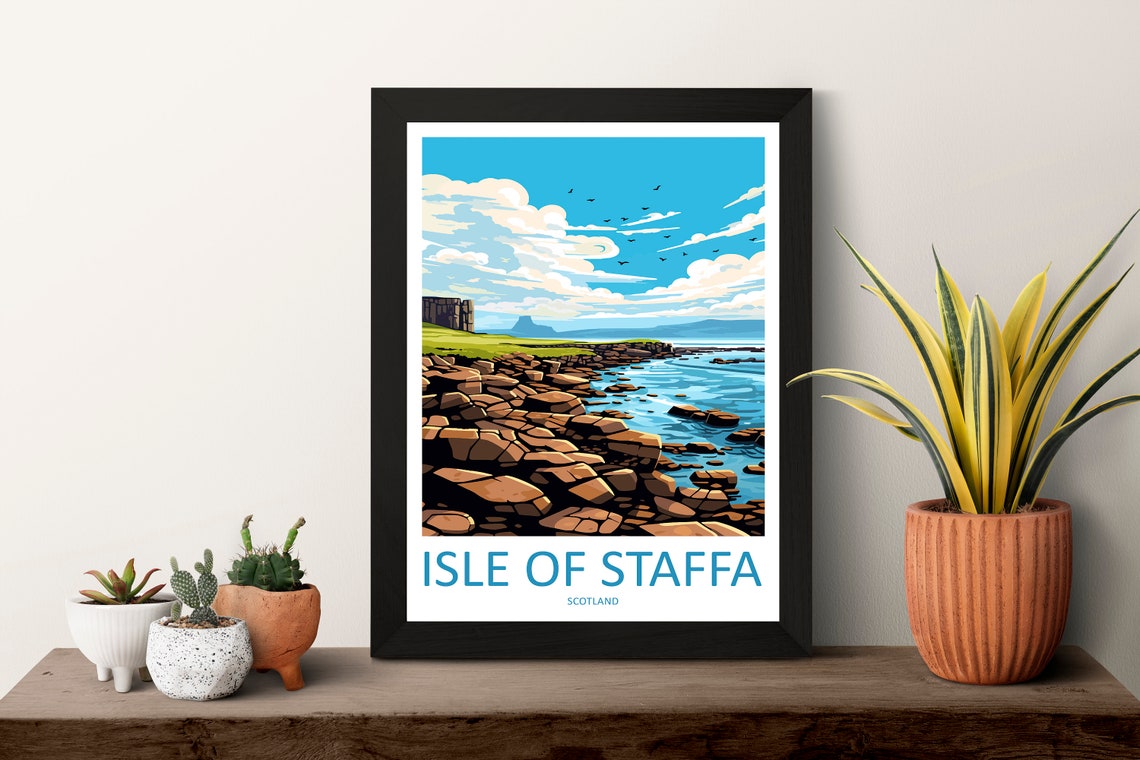 Isle Of Staffa Travel Print Wall Art Isle Of Staffa Wall Hanging Home Dcor Isle Of Staffa Gift Art Lovers Scotland Art Lover Gift Isle - Image 3