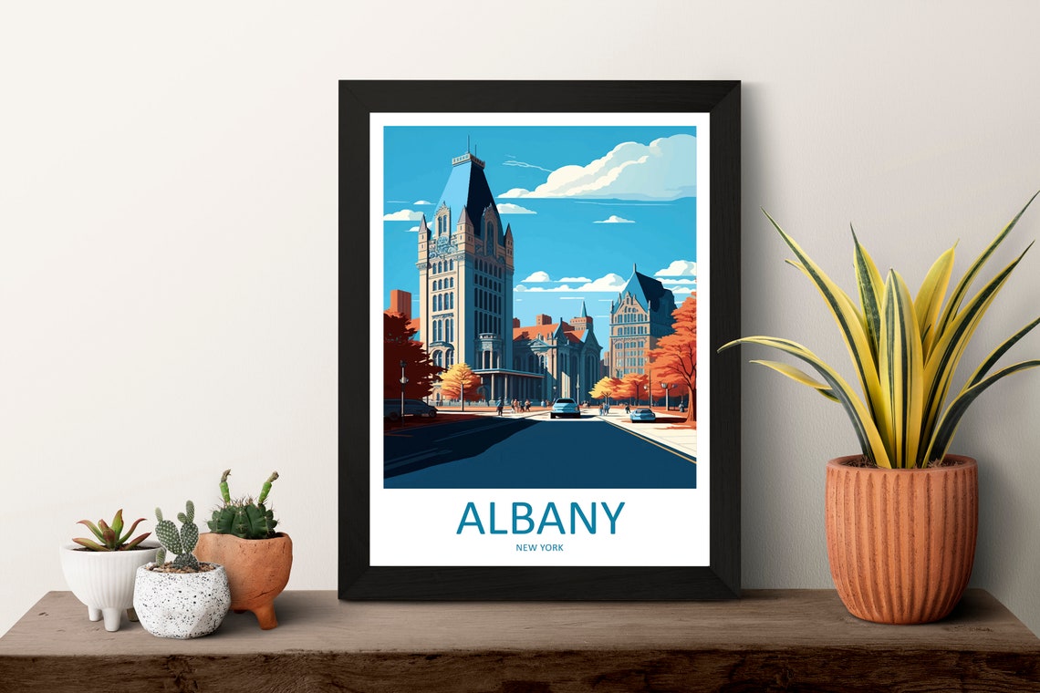 Albany New York Historic Downtown Street Autumn Travel Poster - Image 3