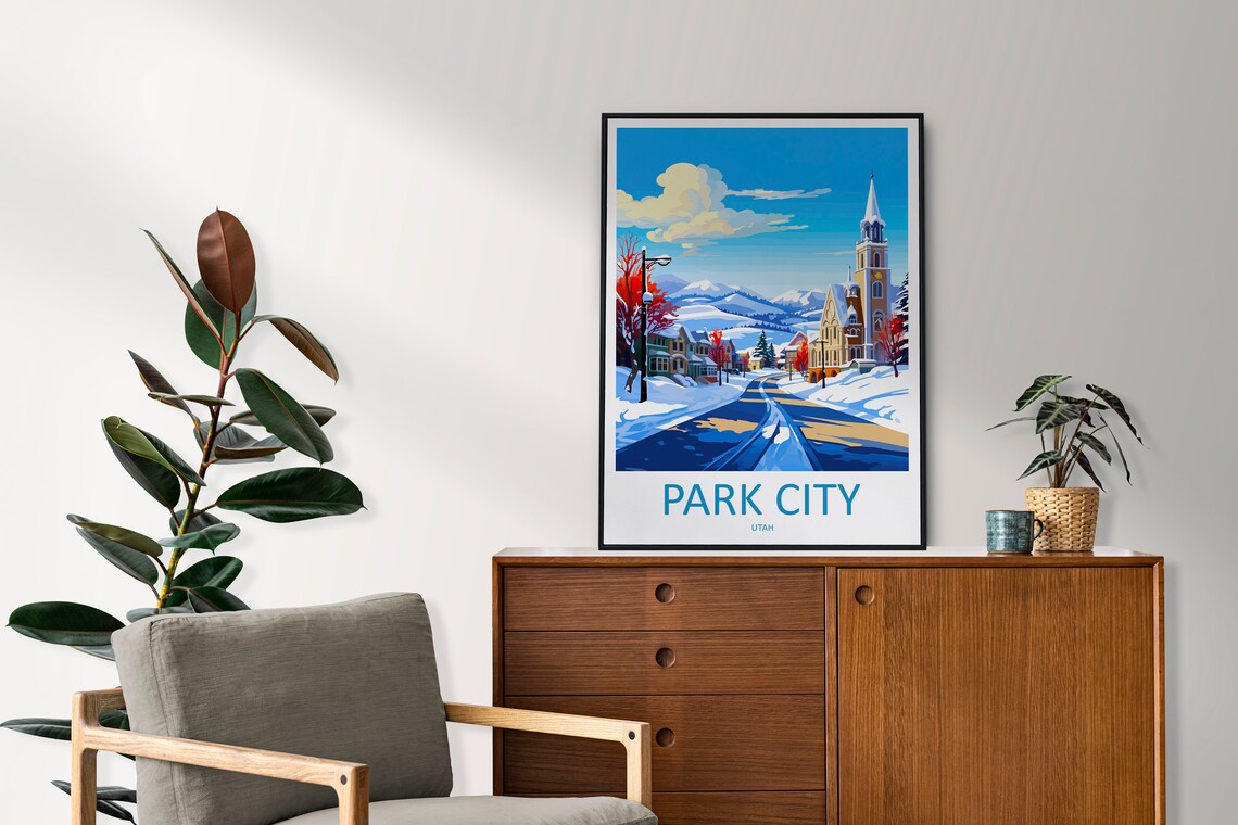 Park City Utah Snowy Winter Main Street Vintage Travel Poster - Image 2