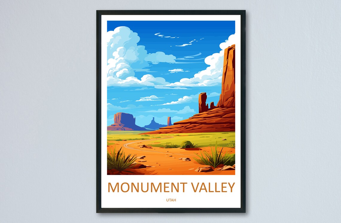 Monument Valley Utah Red Buttes Desert Vintage Travel Poster