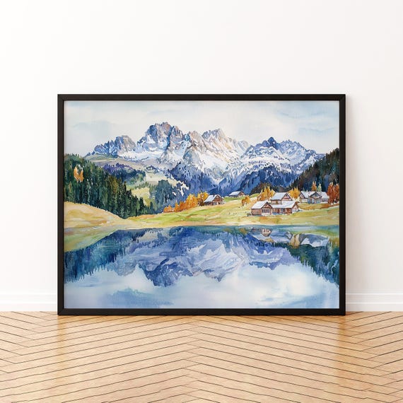 Arosa Watercolor Poster Wall Art Hanging Home Dcor Gift Lovers Switzerland