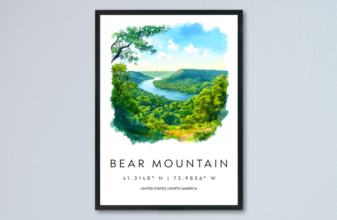 Bear Mountain Hudson River Valley Watercolor New York Poster