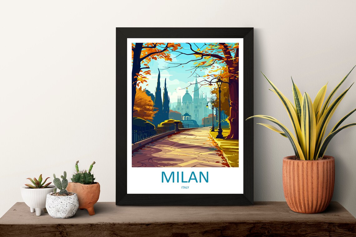 Milan Italy Autumn Walkway with the Duomo in the Distance Poster - Image 3