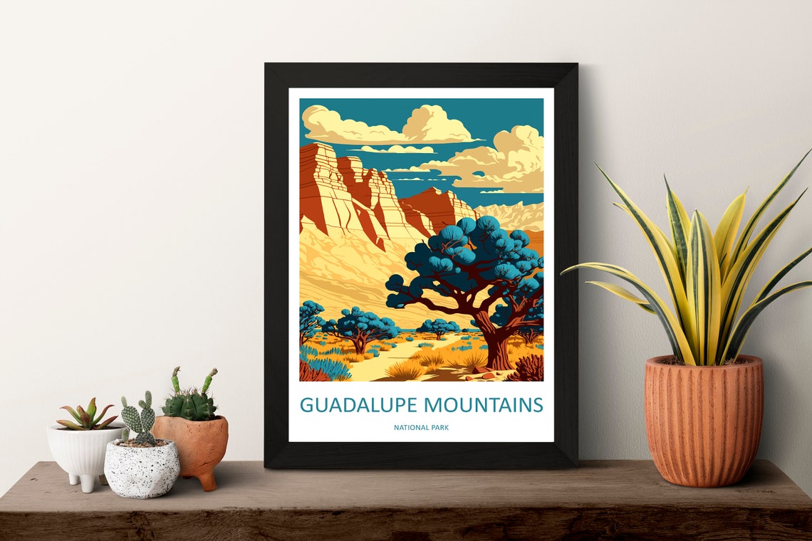 Guadalupe Mountains National Park Desert Cliffs Travel Poster - Image 3