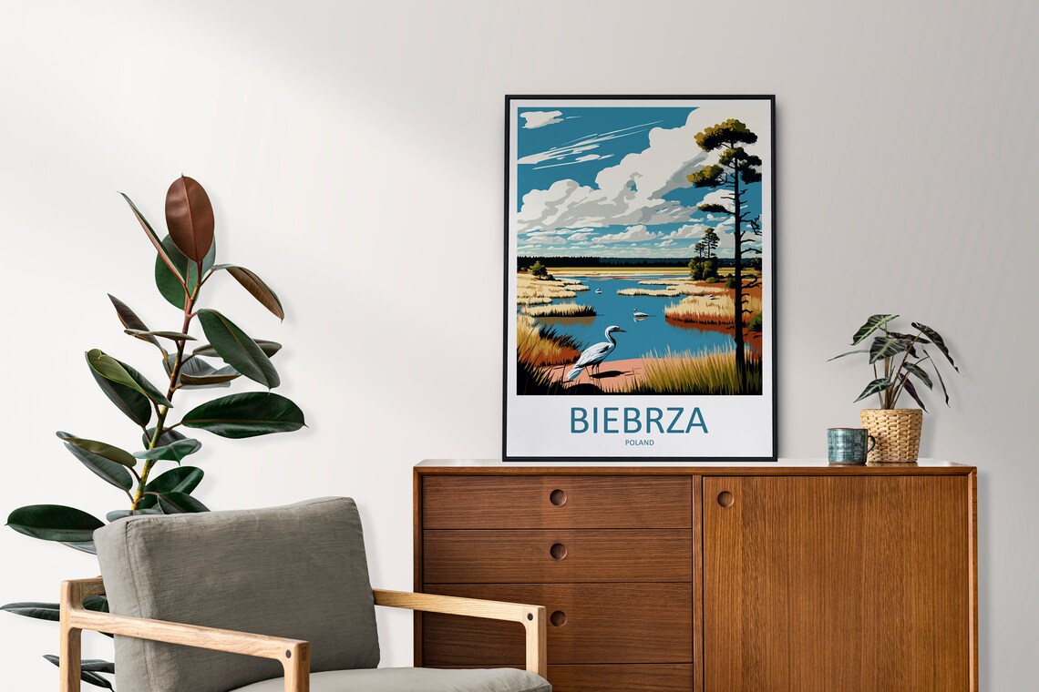 Biebrza Poland Marshland Heron Wetland Wildlife Retro Travel Poster - Image 2