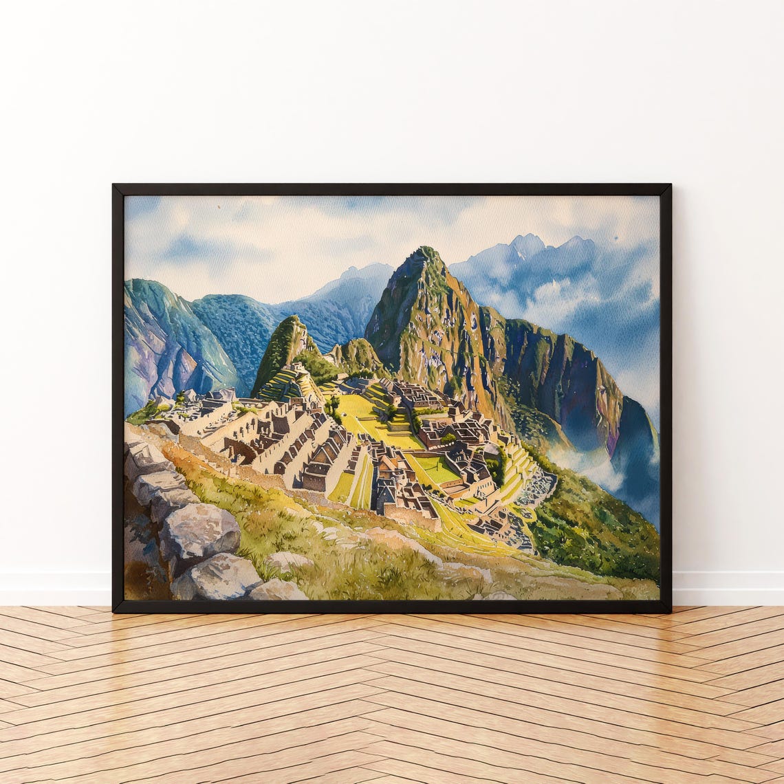 Machu Picchu Watercolor Poster Landscape Wall Art Hanging Home Dcor Gift Lovers Peru