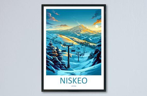 Niseko Travel Poster, Skiing Wall Art Print