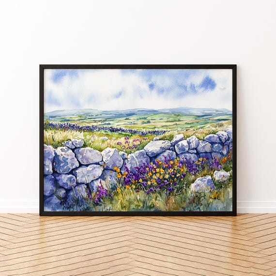 The Burren Watercolor Poster Wall Art Hanging Home Dcor Gift Lovers Ireland