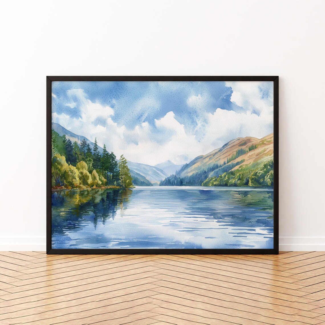 Thirlmere England Watercolor Travel Poster, Lake District