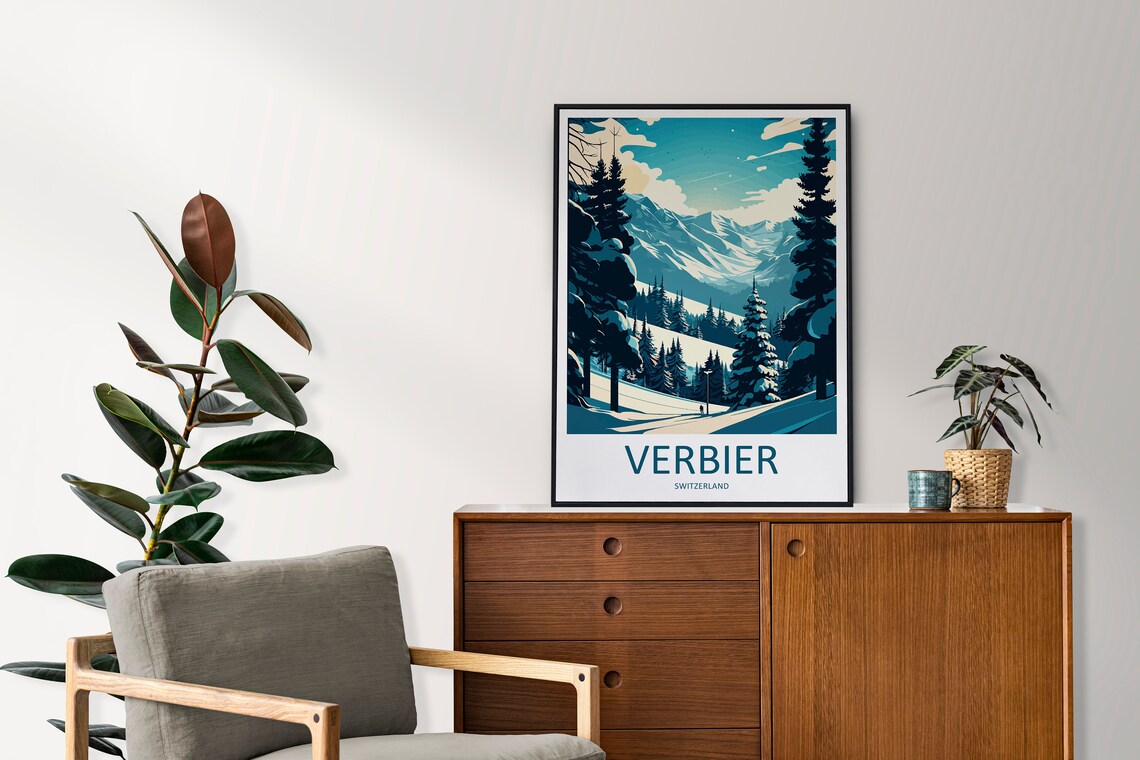 Verbier Travel Print Ski Lover Gift Poster - Image 2