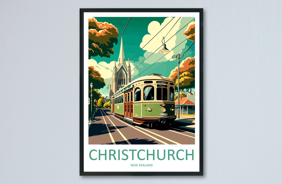 Christchurch Travel Poster, New Zealand Wall Art