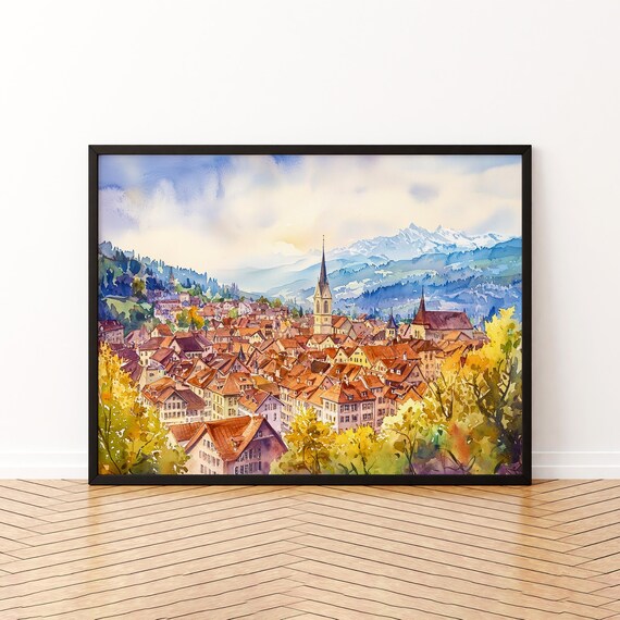 Bern Watercolor Poster, Switzerland Travel Poster