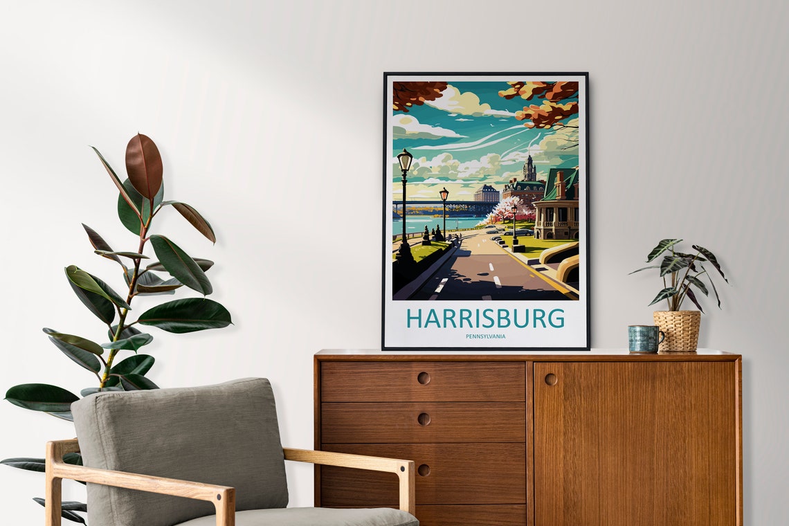 Harrisburg Travel Print Wall Art Harrisburg Wall Hanging Home Dcor Harrisburg Gift Art Lovers Pennsylvania Art Lover Travel Art - Image 2