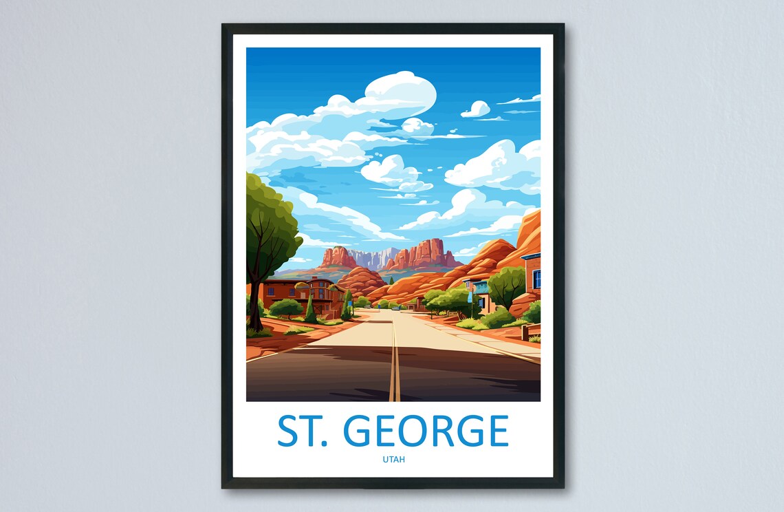 St George Travel Poster, Utah Place Print