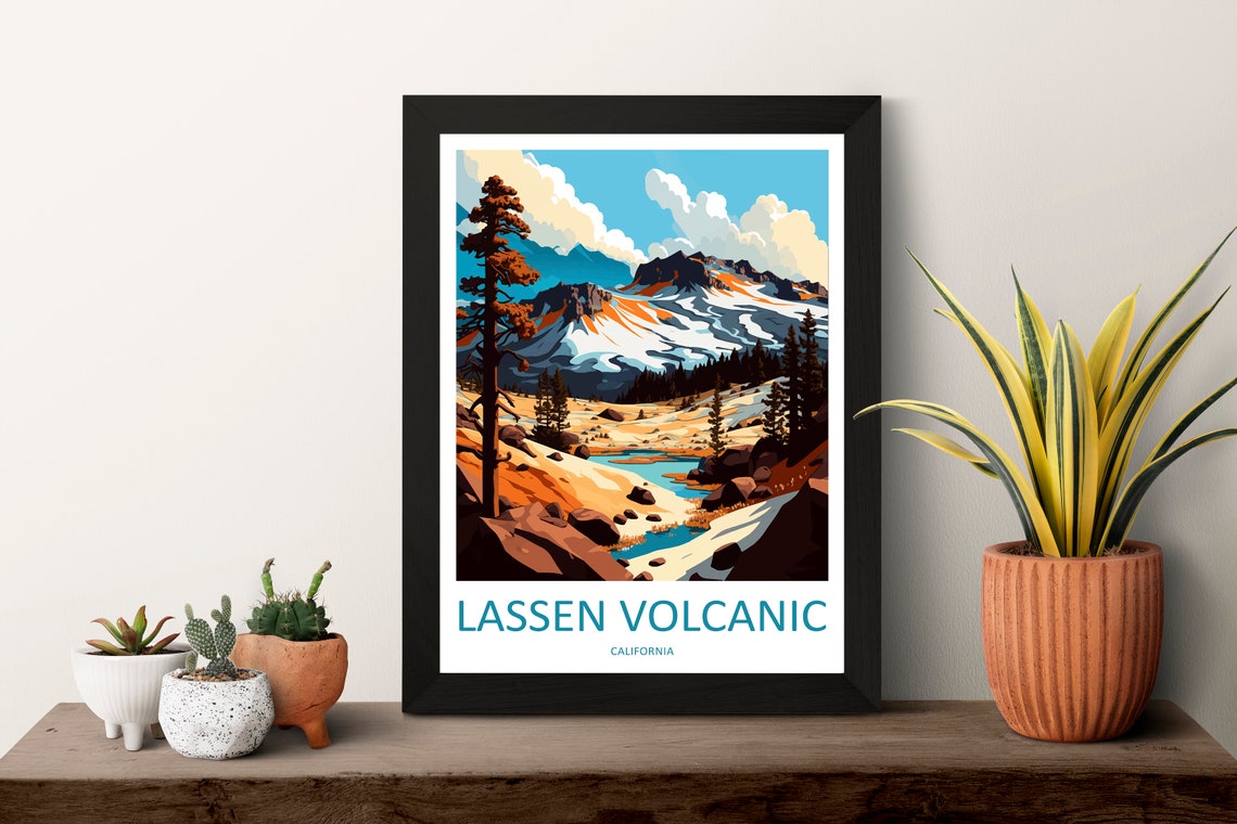 Lassen Volcanic National Park Alpine Lake Peaks Nature Travel Poster - Image 3