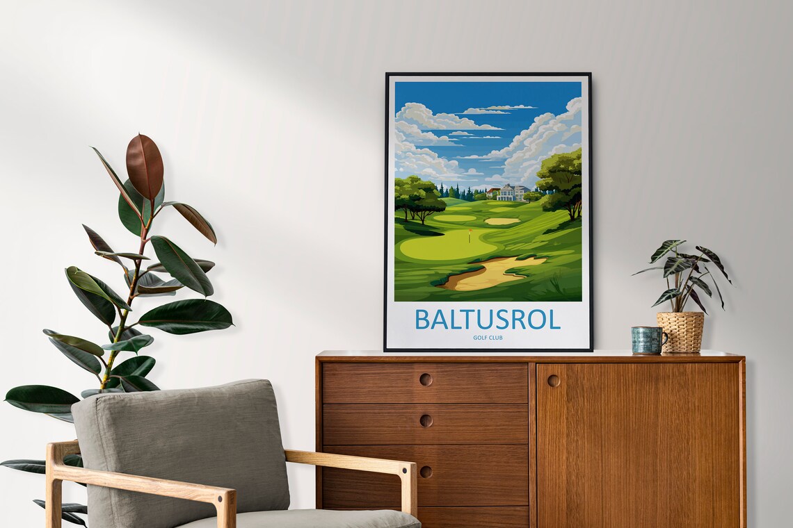 Baltusrol Golf Club Sunny Fairway Illustrated Golf Travel Poster - Image 2