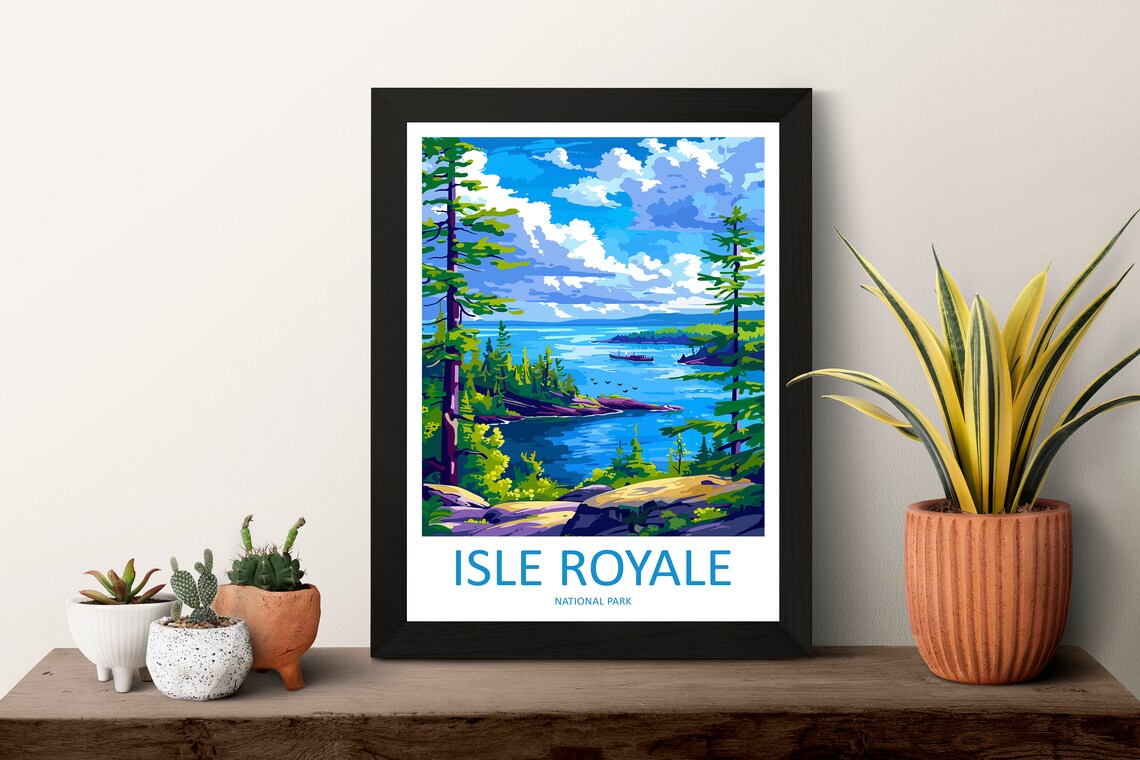 Isle Royale National Park Lake Superior Pine Bay Travel Poster - Image 3