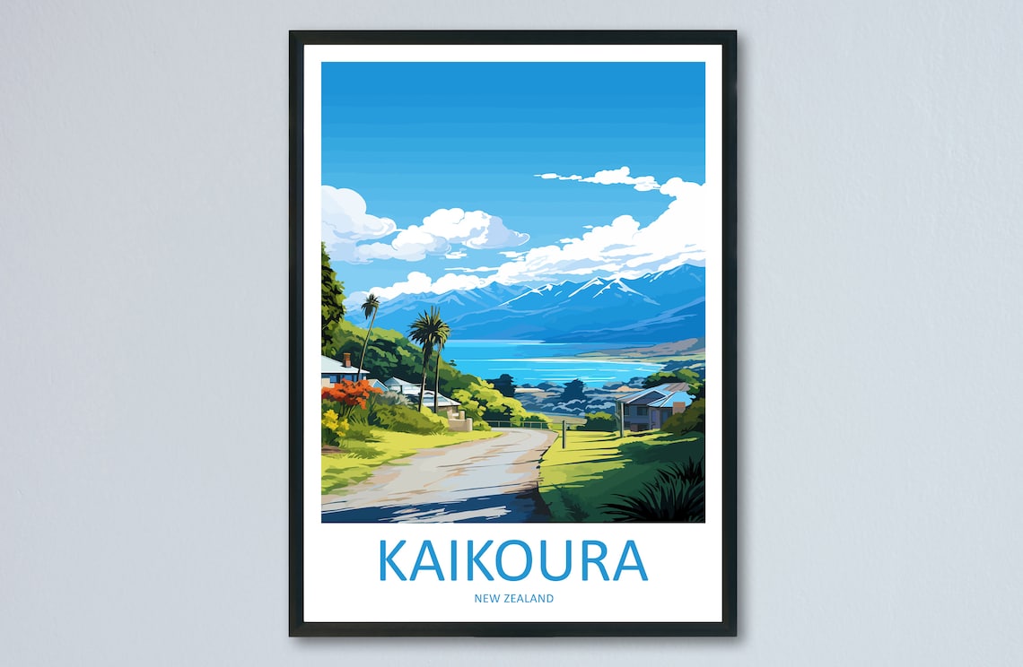 Kaikoura Travel Poster, New Zealand Wall Art