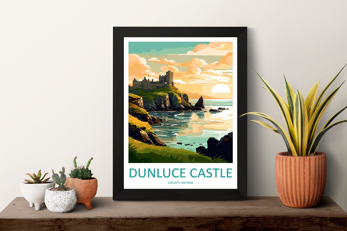 Dunluce Castle Travel Poster, Ireland Wall Art - Image 3
