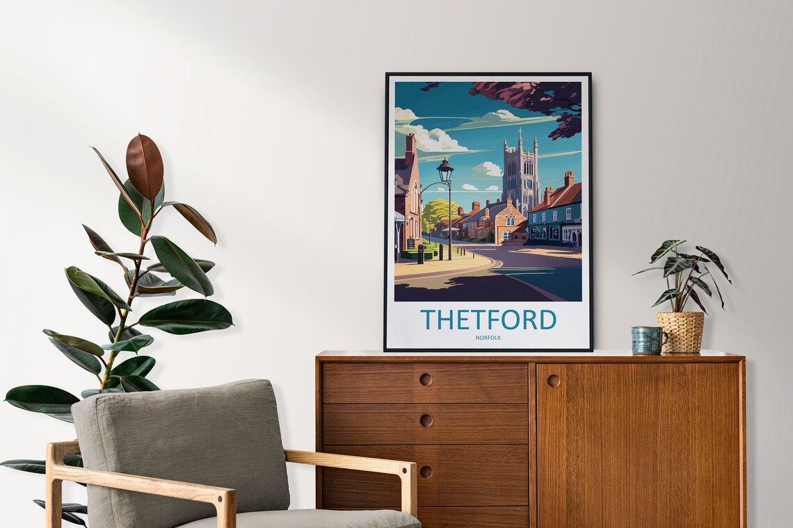 Thetford Norfolk Historic Market Town Street Scene Travel Poster - Image 2
