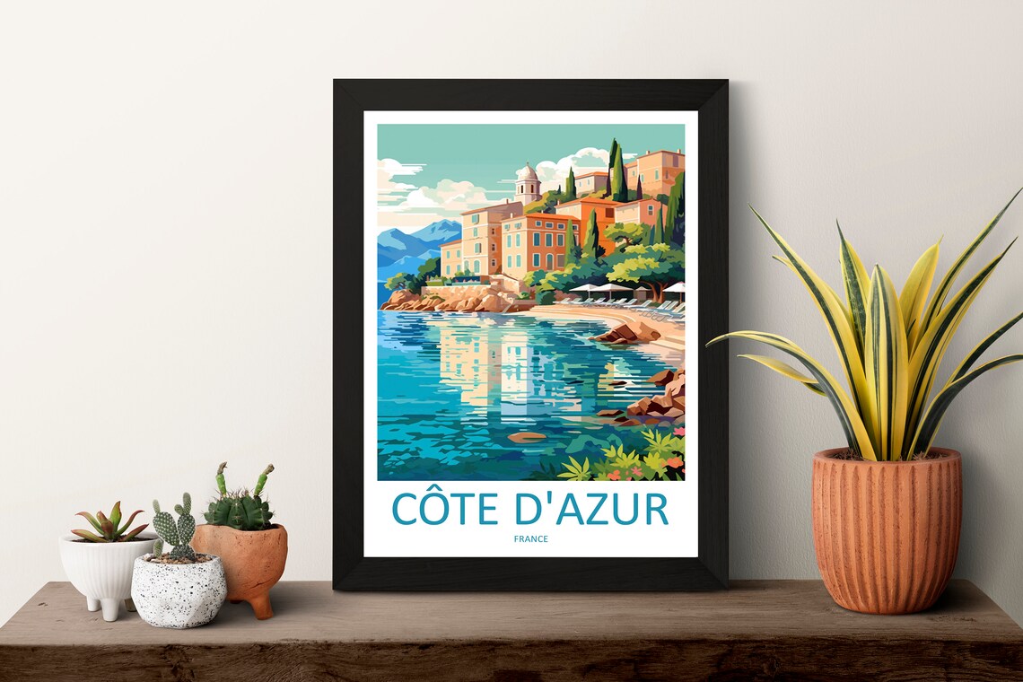 Cote Dazur Travel Poster, France Wall Decor - Image 3