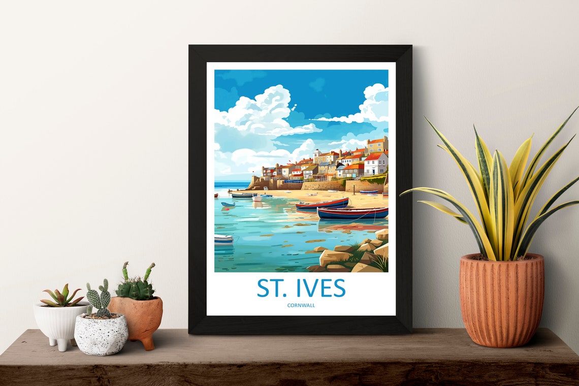 St Ives Cornwall England Harbor Boats And Coastal Cottages Poster - Image 3